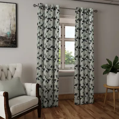 Rideau tamisant à oeillets jacquard gris et noir l.140 x H.260cm