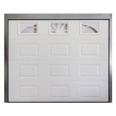 Porte de garage sectionnelle hublots Madrid blanche motorisation Somfy - L.240 x h.200 cm (pré-montée)