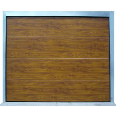 Porte de garage sectionnelle Vienne ton bois motorisation Somfy - L.240 x h.200 cm (pré-montée)
