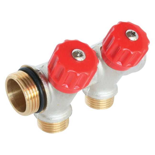 Image principale de Collecteur de distribution 2 sorties à portée plate easy lock m15/21 avec vannes