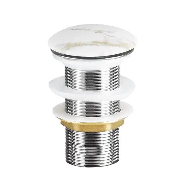 ONDEE ZEN - Bonde céramique clic-clac pour vasque - Finition Marbre Blanc