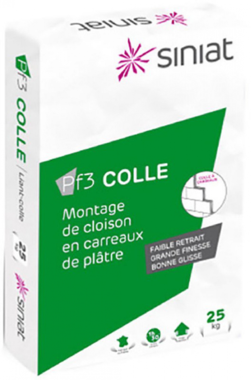 Liant-colle PF3 pour montage de cloisons en carreaux de plâtre