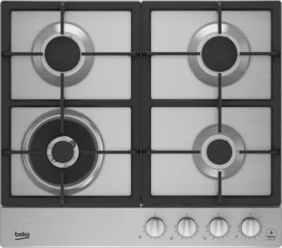 Plaque de cuisson gaz 4 foyers - coloris inox - l.58 x P.51 x H.4,6 cm - Beko HIAW64325SX