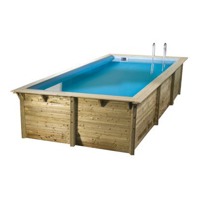 Piscine bois rectangulaire Ubbink Ibiza LDD 3.5 x 5.05 x H 1.26 m + bâche incluse