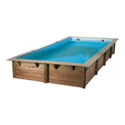 Piscine bois rectangulaire Ubbink Ibiza LDD 3.5 x 6.5 x H 1.40 m + bâche incluse