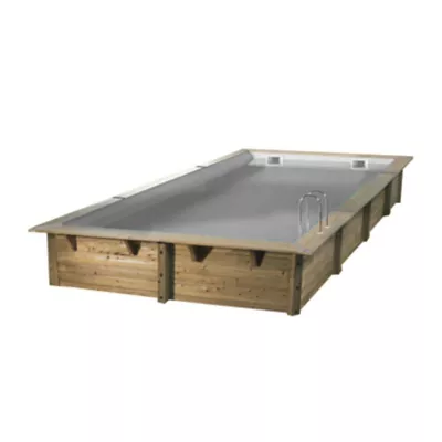 Piscine en bois rectangulaire Ibiza liner gris 3.5 x 6.5 x H 1.4 m