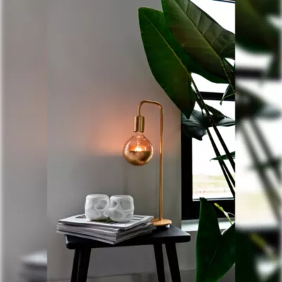 Lampe à poser U-line métal doré E27 H.53cm Calex