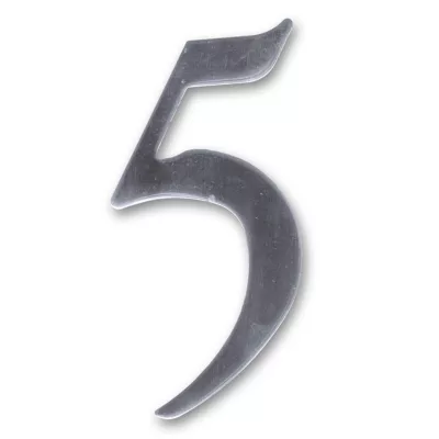 N° de maison - marquage 5 - en acier inoxydable - couleur gris - à visser - hauteur 10 cm - Chapuis HS005