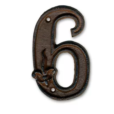 N° de maison - marquage 6 - en fonte - couleur marron - à visser - hauteur 12 cm - Chapuis DB62-6