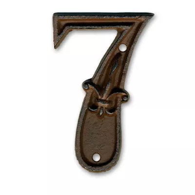 N° de maison - marquage 7 - en fonte - couleur marron - à visser - hauteur 12 cm - Chapuis DB62-7