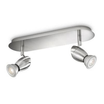 Réglètte 2 spots PHILIPS Chestnut acier brossé h.11,9 cm