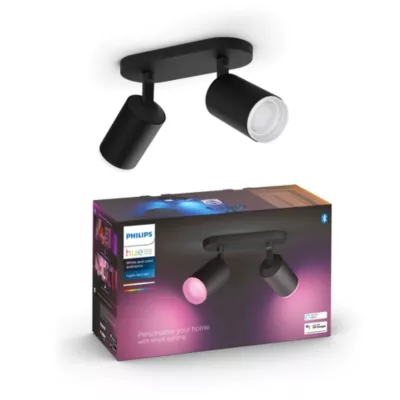 Plafonnier Fugato Philips Hue 2 spots IP20 700lm 5,7W 20.8 x 34,3 cm rond noir
