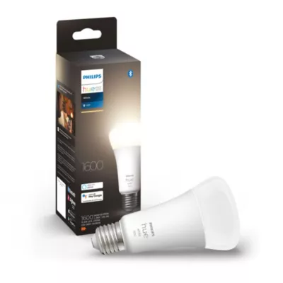 Ampoule LED connectée Philips Hue A60 IP20 E27 1600lm 15,5W blanc chaud