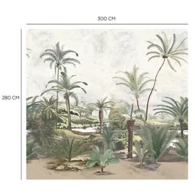 Décor mural intissé Savana Palmier vert - 6 lés