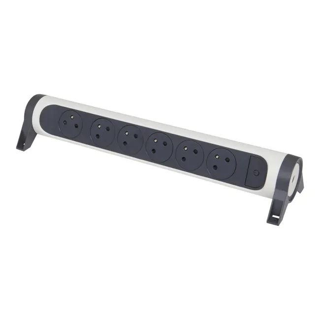 Image principale de bloc multiprise - 6 x 2p+t - rotatif - a cabler - blanc / noir - legrand 049468