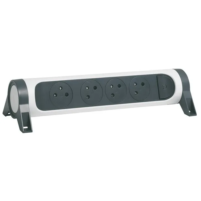 Image principale de bloc multiprise - 4 x 2p+t - rotatif - a cabler - blanc / noir - legrand 049465