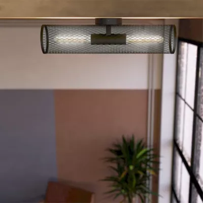 Applique Redcliff 2 lumières E27 40W IP20 acier noir Eglo L.54 x x H.14,5 x ⌀12 cm