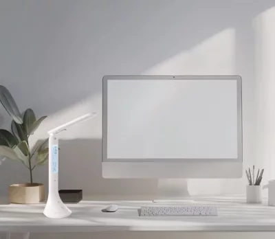 Lampe de bureau à LED tactile et flexible - blanche H.42 cm - 3.2W, Eglo Coluccia