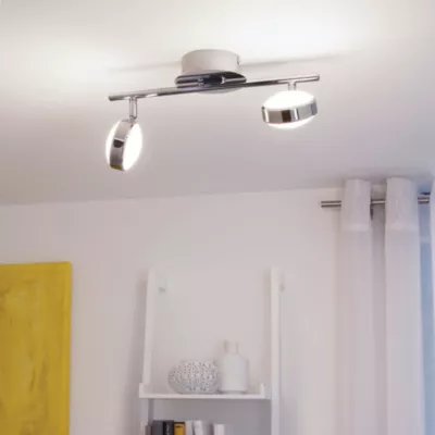 Réglette spot LED intégrée Salto IP20 13W 1280lm blanc chaud L.36 x l.12 x H.18cm Eglo chrome