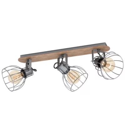 Réglette spot 3 lumières E27 40W Eglo Sambatello marron L.57,5 x L.9 cm