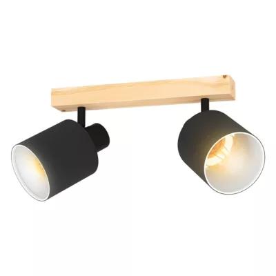 Réglette spot 2 lumières E27 10W Eglo Batallas noir L.30 x L.5 cm