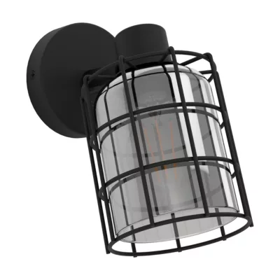 Patère spot E27 28W Eglo Consaca noir L.12 x H.22 cm