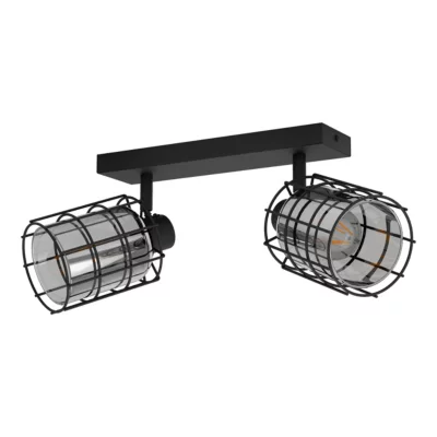 Réglette spot 2 lumières E27 40W Eglo Consaca noir L.34 x H.20.5 cm
