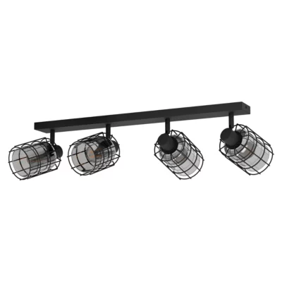 Réglette spot 4 lumières E27 40W Eglo Consaca noir x H.20.5 cm