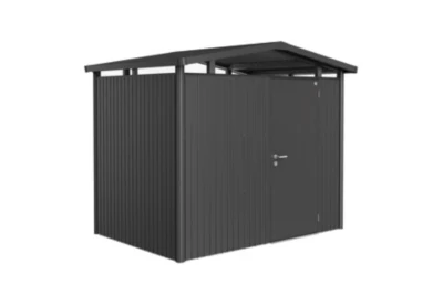 Abri de jardin simple porte Biohort Panorama P2 en métal coloris gris foncé métallique ép.0,53 mm surface extérieure 5,40 m²