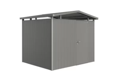 Abri de jardin simple porte Biohort Panorama P3 en métal coloris gris quartz métallique ép.0,53 mm surface extérieure 6,49 m²
