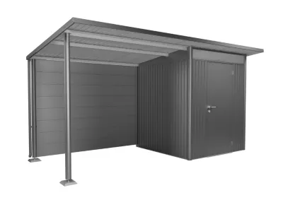 Paroi arrière pour auvent Biohort en acier galvanisé gris pour abris de jardin AvantGarde quartz