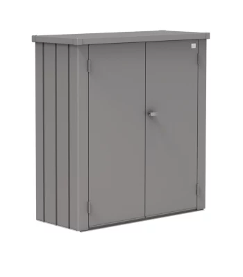 Armoire de terrasse métal, l.132 x P.57 x H.140 cm taille M, gris quartz, Biohort Romeo