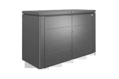Coffre de jardin métal 2150 L, l.200x P.84 x H.127 cm, gris foncé, Biohort Highboard 200