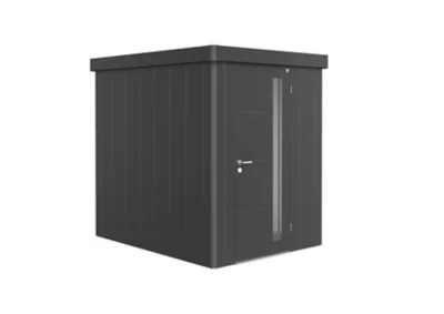 Abri de jardin simple porte Biohort Neo 2A en métal coloris gris foncé métallique ép.0,53 mm surface extérieure 3,6 m²