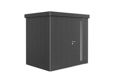 Abri de jardin simple porte Biohort Neo 1B en métal coloris gris foncé métallique ép.0,53 mm surface extérieure 3,6 m²