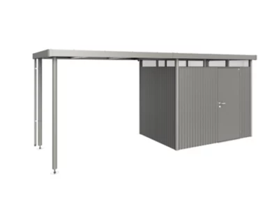 Auvent taille L Biohort en métal coloris gris quartz métallique pour abris de jardin série HighLine H2