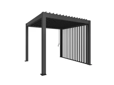 Paroi latérale à lamelles pour pergola 3m gris Biohort