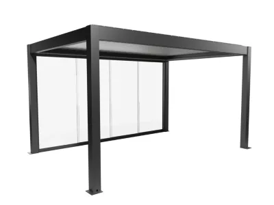 Paroi coulissante latérale pour pergola bioclimatique en verre, gris foncé Biohort 4m