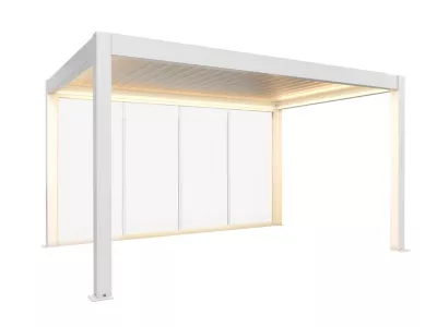 Paroi coulissante latérale pour pergola bioclimatique blanche en verre, blanc Biohort 4m