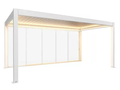 Paroi coulissante latérale pour pergola bioclimatique blanche en verre, gris foncé Biohort 4m