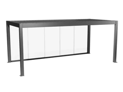Paroi coulissante latérale pour pergola bioclimatique grise en verre, blanc Biohort 4m