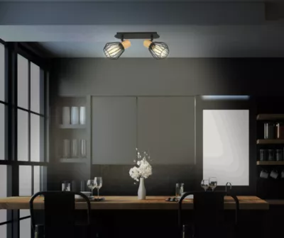 Réglette spot 2 lumières E27 40W Eglo Palmorla noir L.33,5 x L.9cm