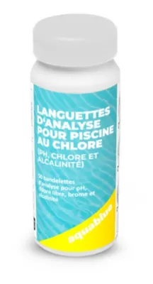 Languettes d'analyse chlore pour piscine Aquablue