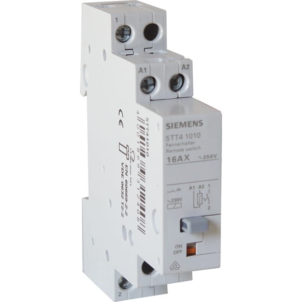 Image principale de Télérupteur modulaire Siemens, 16 A, 230 V, 1 module, contact 1 NO, commande éclairage multi-points