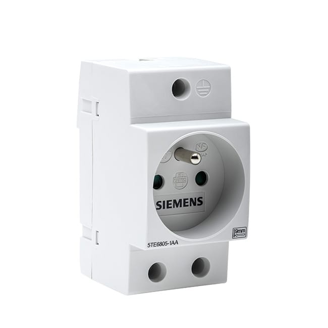 Image principale de Prise modulaire Siemens 2P+T 16 A, 250 V, 2,5 modules, obturateur sécurité, montage tableau électrique