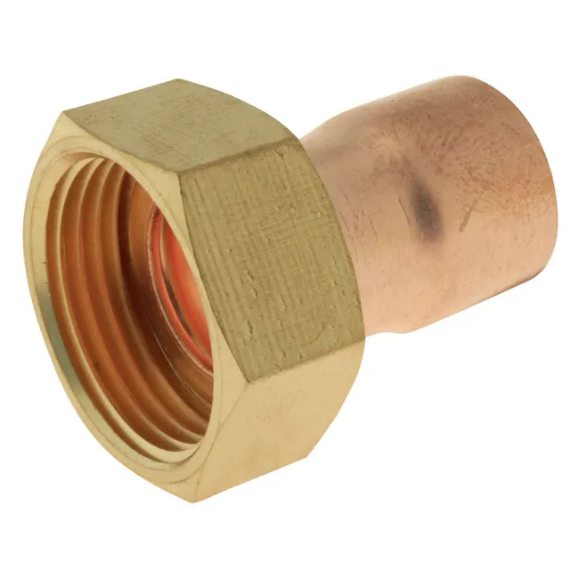 Image principale de Raccord cuivre droit à souder sur tube Ø18 - Ecrou tournant 20/27 - Sachet de 2