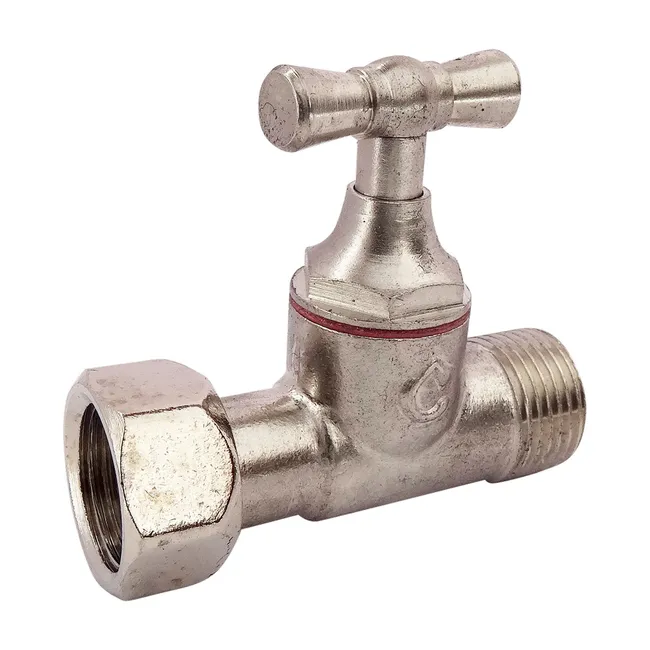 Robinet de WC droit nickelé brut M12/17 - Ecrou Prisonnier 12/17
