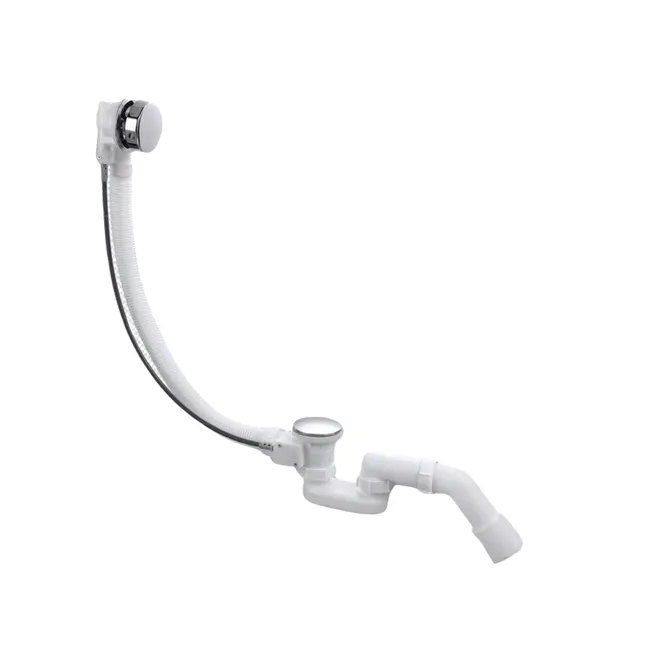 Ensemble de vidange de baignoire avec bonde extra-plat en laiton - Blanc