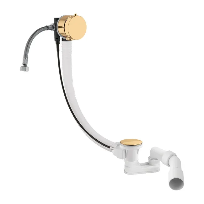 Ensemble de vidange de baignoire avec bonde extra-plat en laiton - Doré