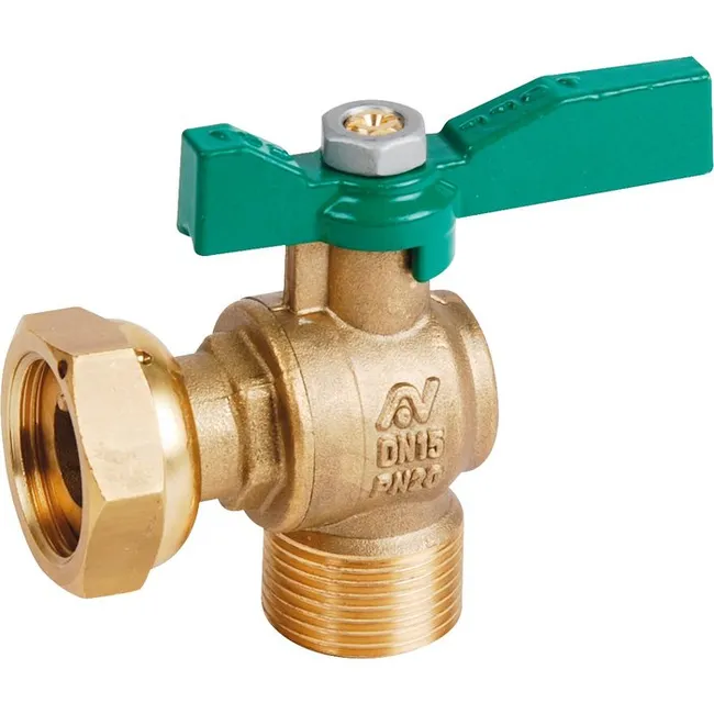 Vanne à sphère laiton équerre pour compteur - Sferaco - Male 1/2' - Ecrou prisonnier 3/4'